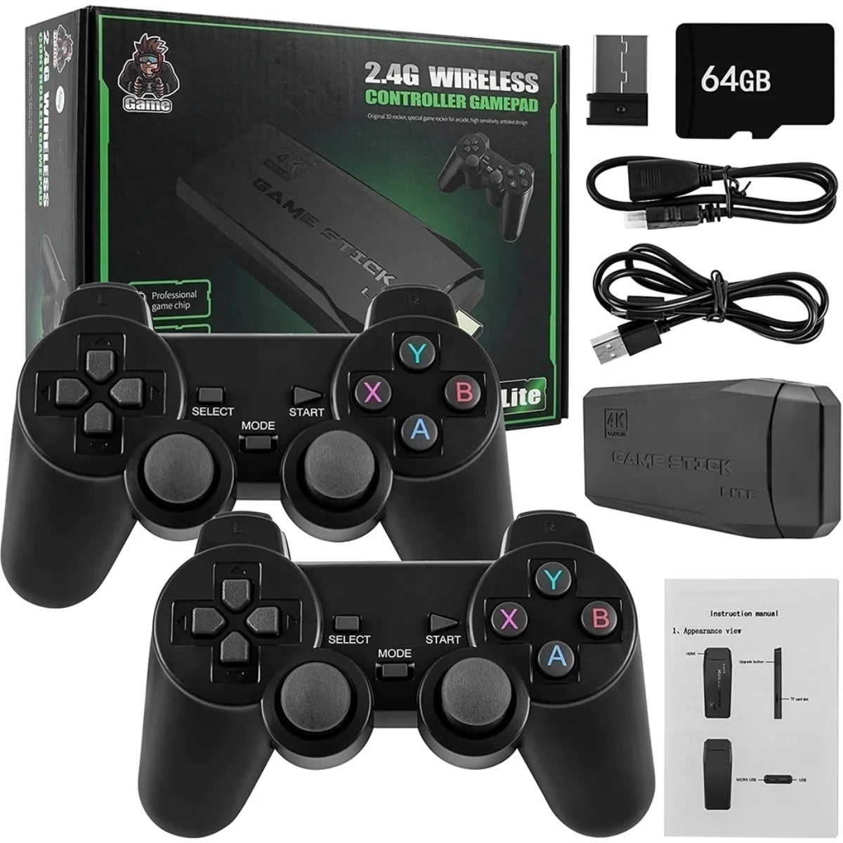 Game Stick 4k hd console de videogame retro 64g + 10000