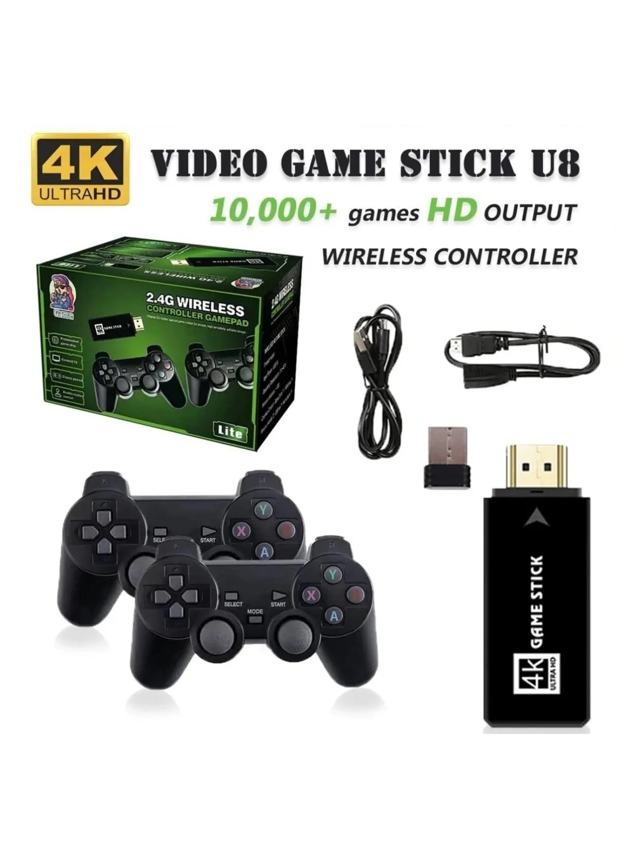 Game Stick 4k hd console de videogame retro 64g + 10000
