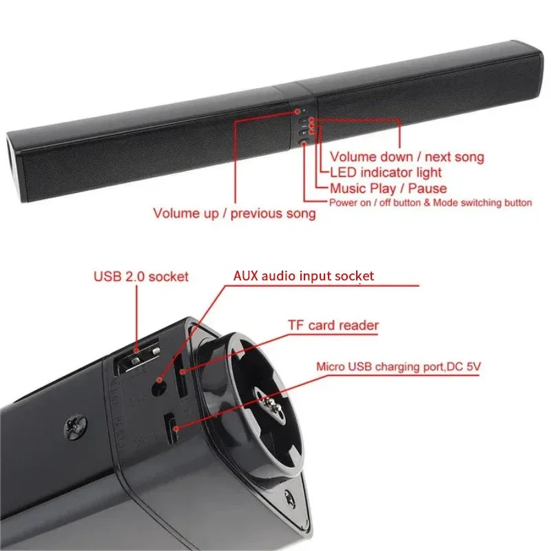 Poderoso soundbar som rádio blaster